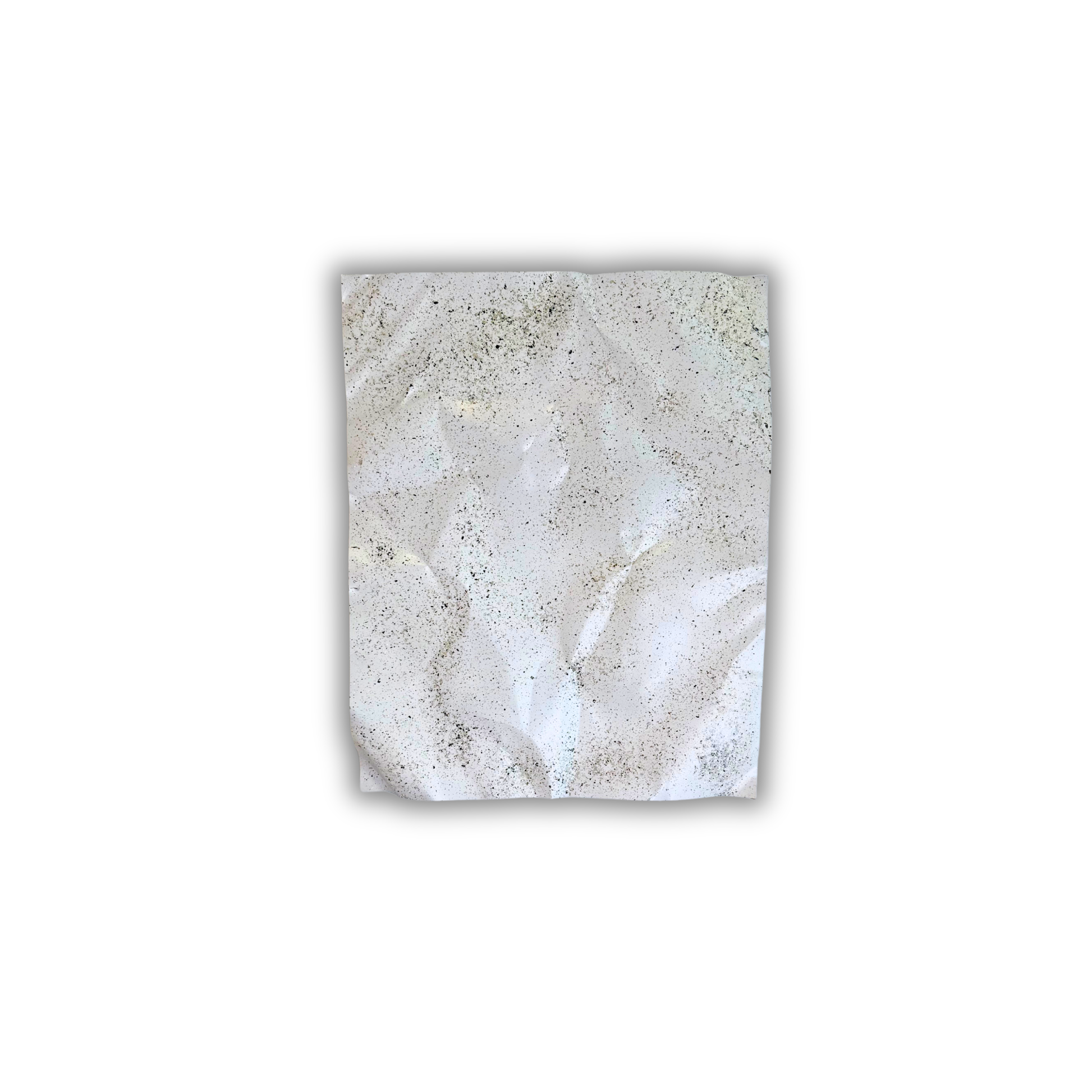 Ballader – Granite No. 02. Håndlavet vægværk i aluminium med en lys steninspireret overflade, fine mørke detaljer og organiske folder. Værket måler 50 × 40 cm og kan hænges både lodret og vandret.