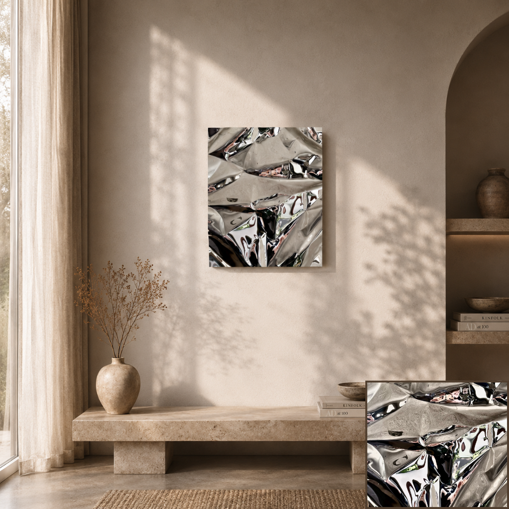 Ballader – eksklusiv håndformet vægkunst i aluminium med moderne refleksioner og skulpturelt udtryk til stilrene hjem.
