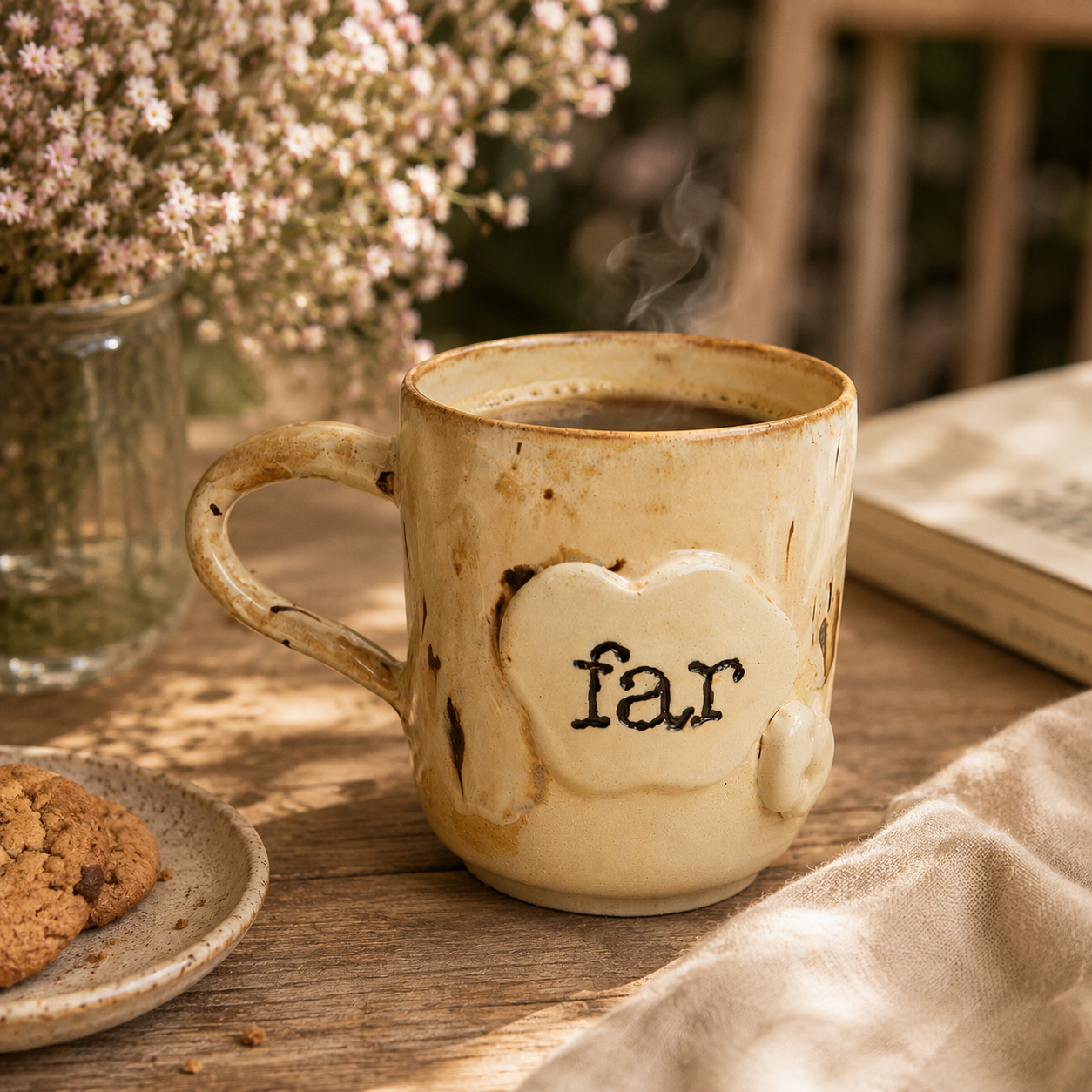 Den håndlavede stentøjskop med teksten “far” er en personlig gave til en nybagt far eller fars dag.