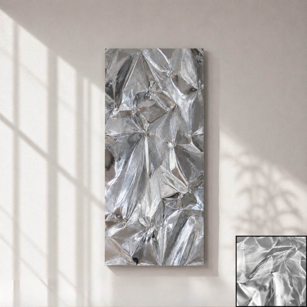 Eksklusiv aluminium vægkunst formet i hånden. Ballader skaber levende refleksioner og moderne og stilren elegance i hjemmet 100x40 cm.