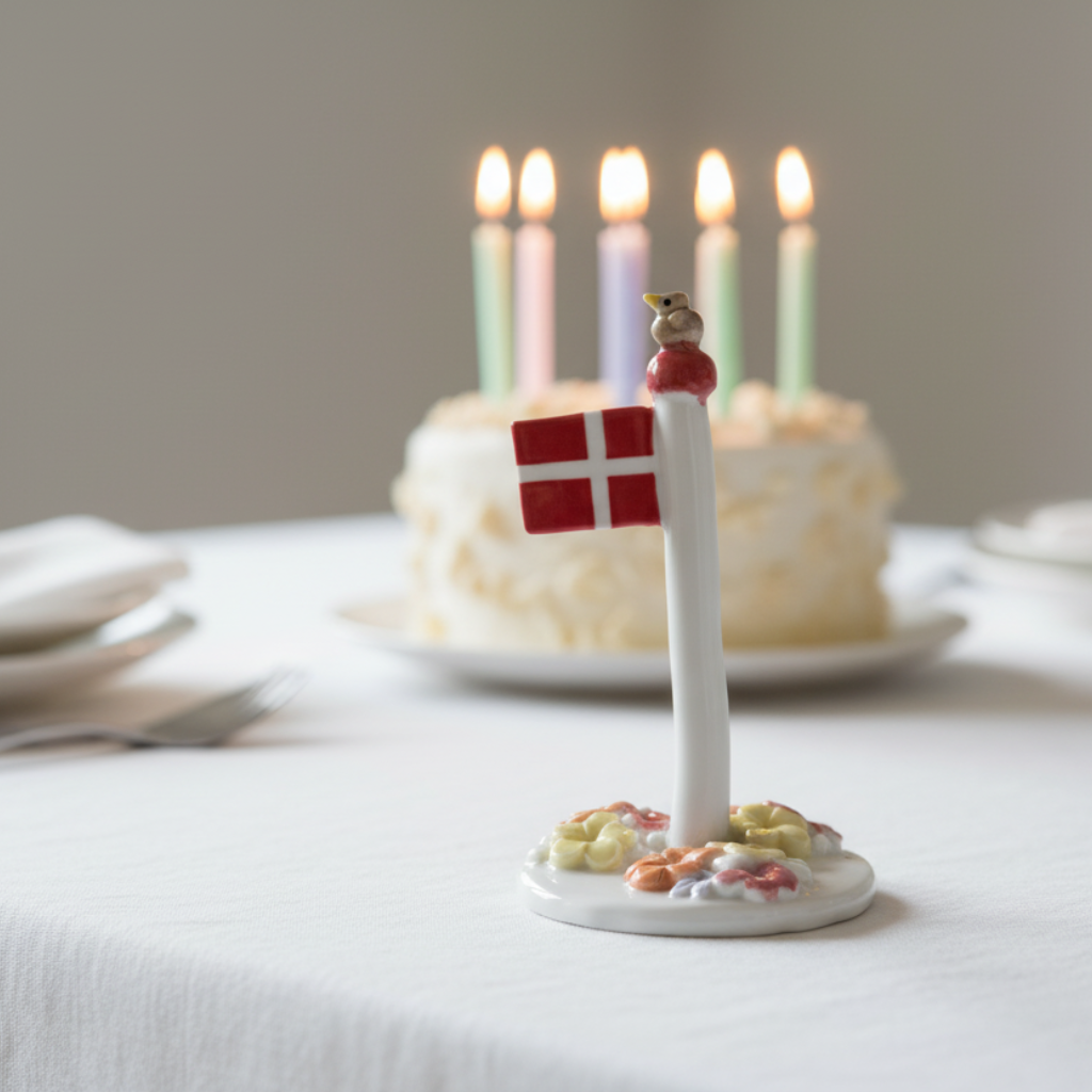 Keramisk fødselsdagsflag som hyggelig pynt til fødselsdagsbordet