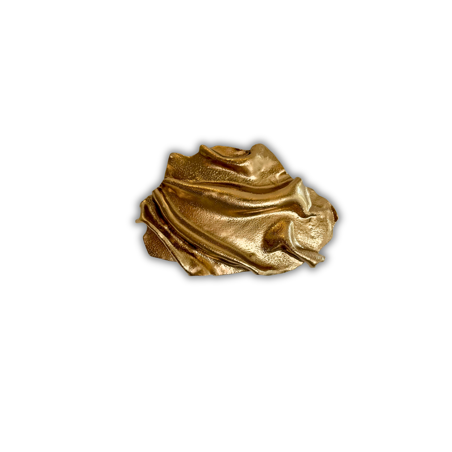 Håndlavet vægkunst i guld med bølgende former og fin tekstur. Detaljebillede af Swell – Gold No. 01, der fremhæver værkets organiske udtryk.