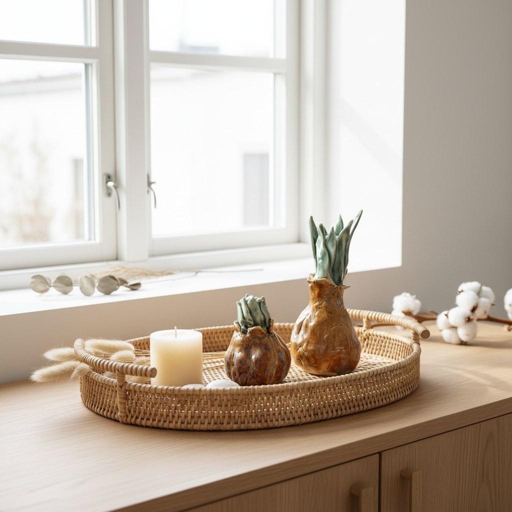Keramiske hyacintfigurer i lyst dagslys